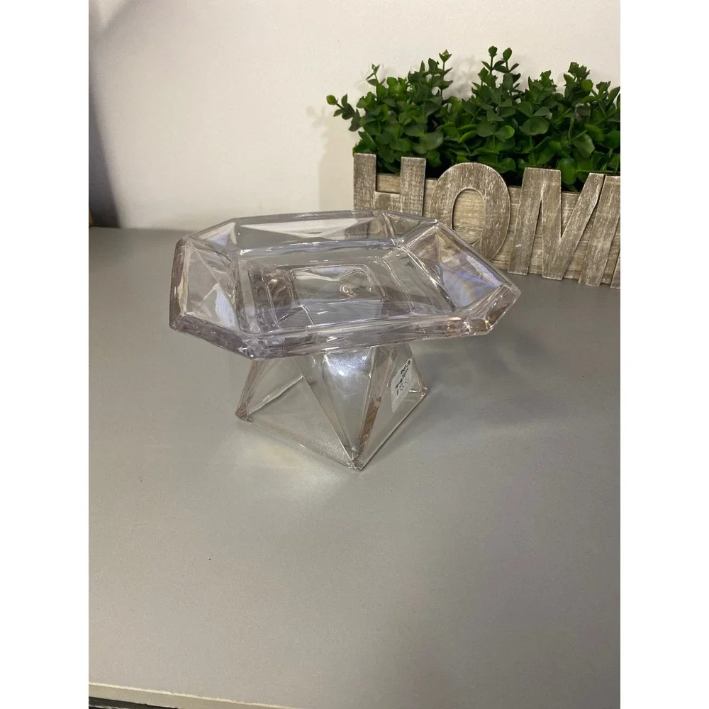 Geometric‎ Clear Acrylic Pedestal Dish Organizer Display Tray